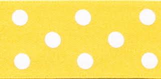  Foto: Nastro doppio raso giallo pois h.2,5 cm