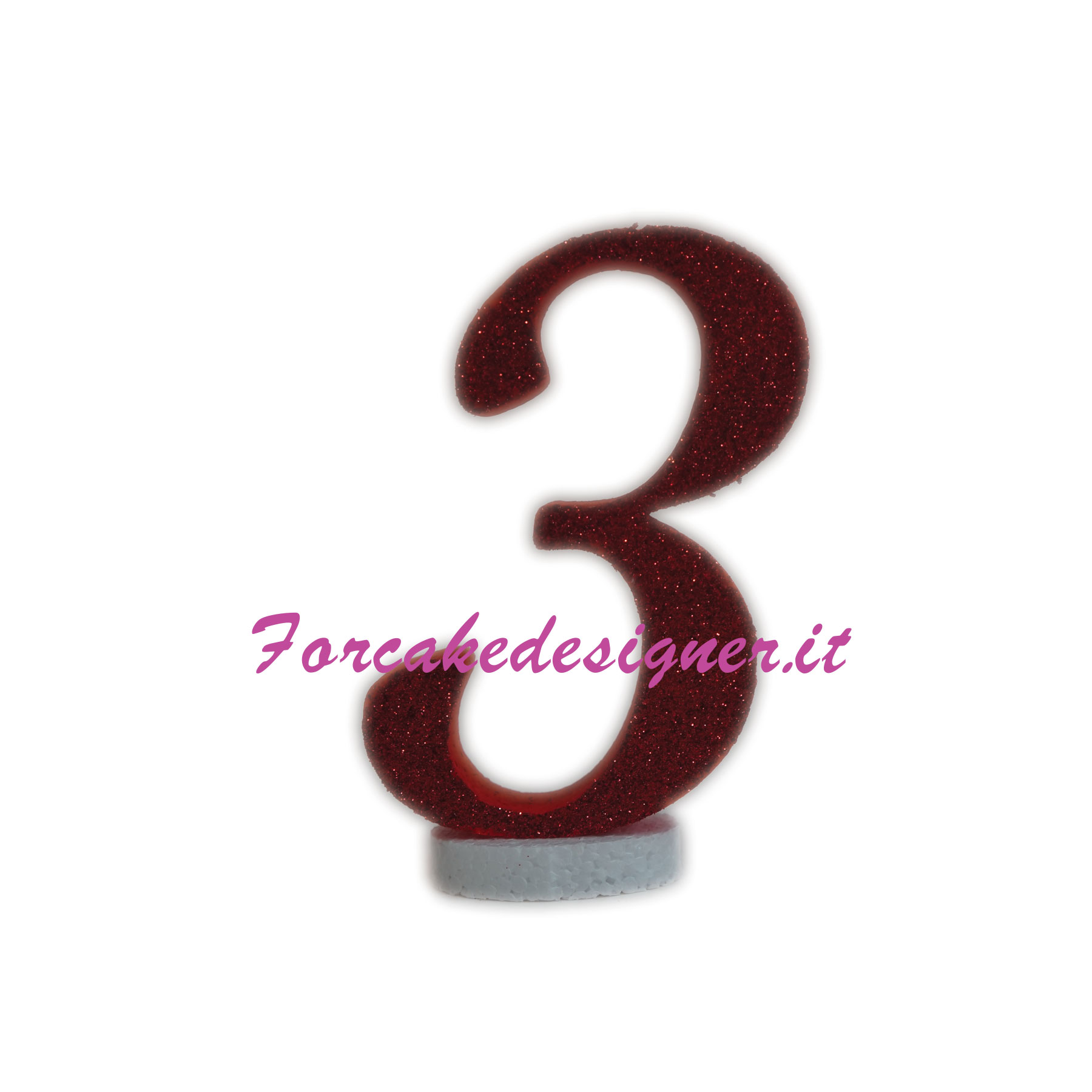  Foto: Numero 3 in Polistirolo Rosso Glitterato