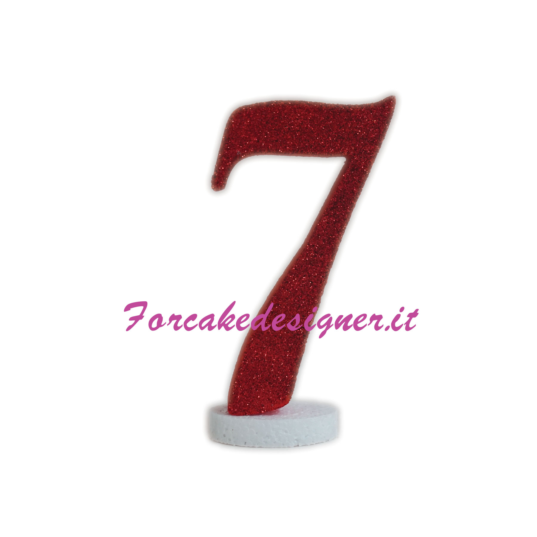 Foto: Numero 7 in Polistirolo Glitterato Rosso