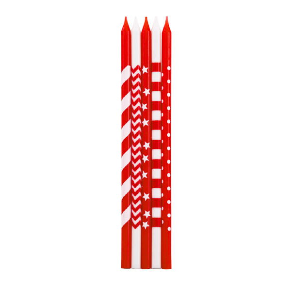  Foto: Candele stelo stampate rosso cm 15,5 cm pz.10